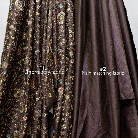 Old Lavender Embroidered Fabric by the yard Sewing DIY Crafting Indian Embroidery Wedding Dress Costumes Floral Coat Table Runners Blouse