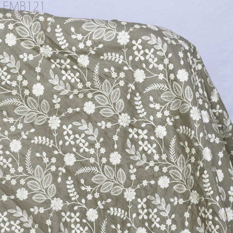 Embroidered Fabric Indian Embroidery Cotton Fabric by the Yard Sewing Fabric DIY Crafting Summer Women Dresses Costumes Doll Bag Home Decor