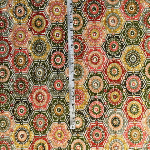 Indian Embroidery Cotton Fabric by the Yard Embroidered Wedding Dress Party Costumes Dolls Bags Cushions Table Runner Sewing DIY Crafting