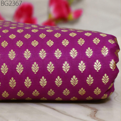 Red Violet Indian Brocade By Yard Fabric Banaras Weddings Bridal Dress Sewing Material Banarasi DIY Crafting Costume Cushion Covers Blouses