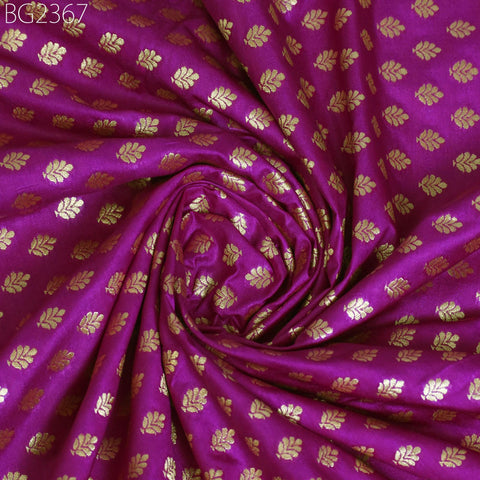 Red Violet Indian Brocade By Yard Fabric Banaras Weddings Bridal Dress Sewing Material Banarasi DIY Crafting Costume Cushion Covers Blouses