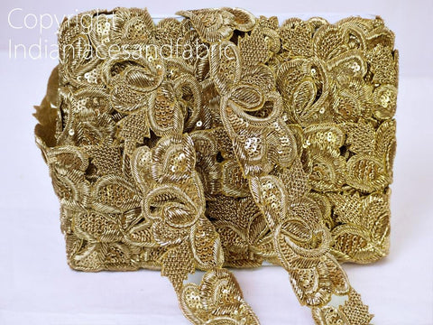 2 Inches Exclusive Golden Trim Handmade by Indian Artisan using Metallic Thread of Copper