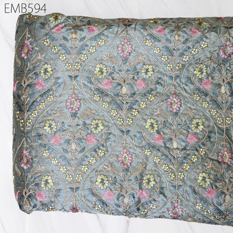 Embroidered Fabric by the yard Sewing DIY Crafting Indian Embroidery Wedding Dress Costumes Dolls Bags Cushion Covers Table Runners Blouses