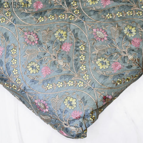 Embroidered Fabric by the yard Sewing DIY Crafting Indian Embroidery Wedding Dress Costumes Dolls Bags Cushion Covers Table Runners Blouses