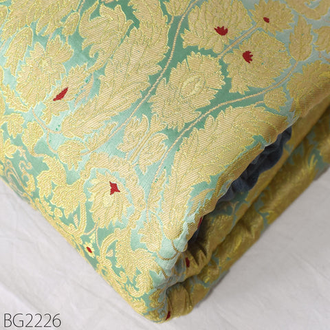 Gold Zari Brocade Fabric By Yard Banarasi Indian Wedding Dresses Varanasi Silk Crafting Sewing Costume Lehenga Drapery Blouses Upholstery