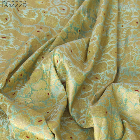 Gold Zari Brocade Fabric By Yard Banarasi Indian Wedding Dresses Varanasi Silk Crafting Sewing Costume Lehenga Drapery Blouses Upholstery