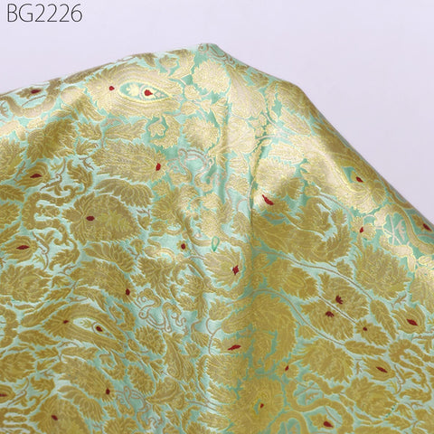 Gold Zari Brocade Fabric By Yard Banarasi Indian Wedding Dresses Varanasi Silk Crafting Sewing Costume Lehenga Drapery Blouses Upholstery