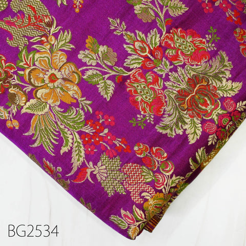 Purple Brocade Fabric by the Yard Indian Winter Wedding Dress Brides Mother Full Length Coats Waistcoats Jacket Theatrical Historic Costumes