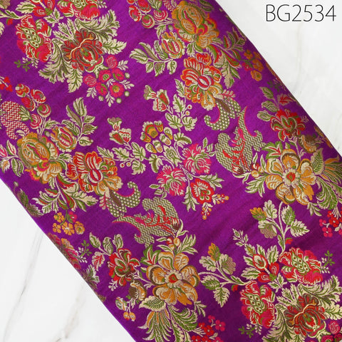 Purple Brocade Fabric by the Yard Indian Winter Wedding Dress Brides Mother Full Length Coats Waistcoats Jacket Theatrical Historic Costumes