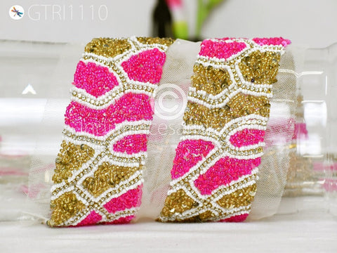 Dresses beaded ribbon, exclusive trimming, beaded exclusive trim, decorative sari ribbon, decorated costume ribbon, wedding sari lace