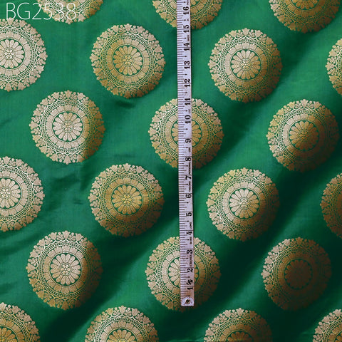 Green Brocade Fabric by the Yard Blended Indian Wedding Dresses Varanasi Crafting Sewing Costume Lehenga Valances Drapery Blouses Upholstery