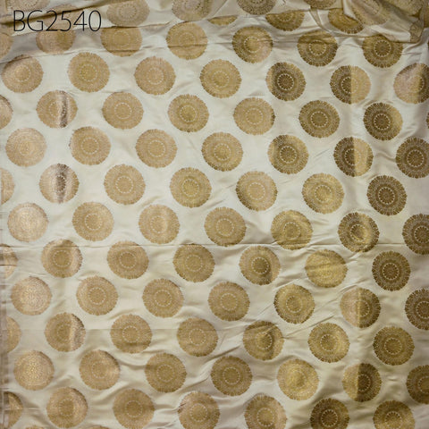 Ivory Brocade Fabric by the Yard Blended Indian Wedding Dresses Varanasi Crafting Sewing Costume Lehenga Valances Drapery Blouses Upholstery