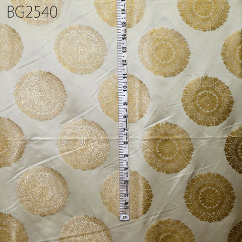 Ivory Brocade Fabric by the Yard Blended Indian Wedding Dresses Varanasi Crafting Sewing Costume Lehenga Valances Drapery Blouses Upholstery