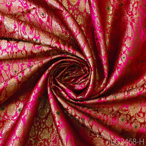 Magenta Brocade Fabric by the Yard Indian Banarasi Wedding Dress Bridesmaid Shift Dresses Classic Blazer Coats Theatrical Historic Costumes