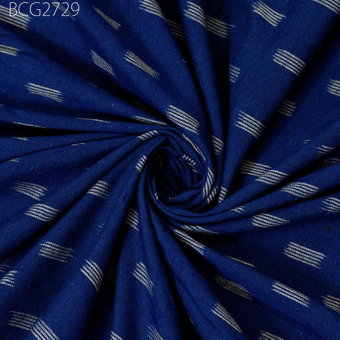 Blue Ikat Cotton Fabric by yard Homespun Indian Handloom Quilting Sewing Crafting Women Kids Summer Dresses Cushions Home Decor Draperies