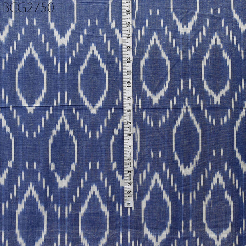 Blue Indian Ikat Cotton Fabric by the yard 2/60 Handwoven Kids Women Summer Dresses Handloom Home Decor Quilting Sewing Pillow's Drapery