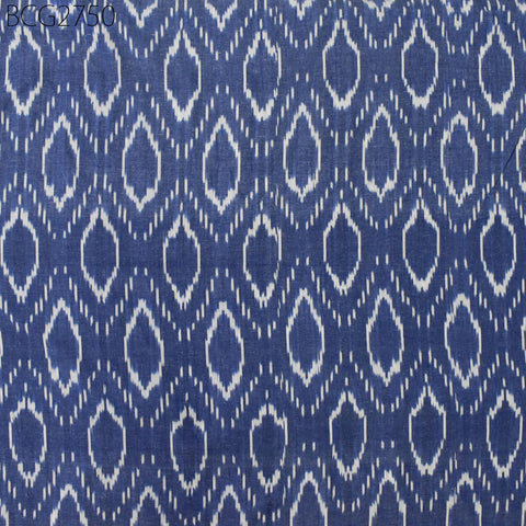 Blue Indian Ikat Cotton Fabric by the yard 2/60 Handwoven Kids Women Summer Dresses Handloom Home Decor Quilting Sewing Pillow's Drapery