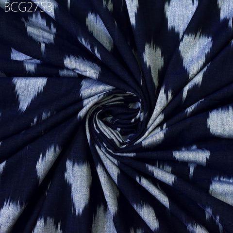 Indian Blue Ikat Cotton Fabric by the yard 2/60 Handwoven Kids Women Summer Dresses Handloom Home Decor Quilting Sewing Pillow's Drapery