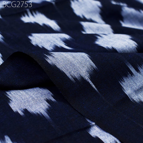 Indian Blue Ikat Cotton Fabric by the yard 2/60 Handwoven Kids Women Summer Dresses Handloom Home Decor Quilting Sewing Pillow's Drapery
