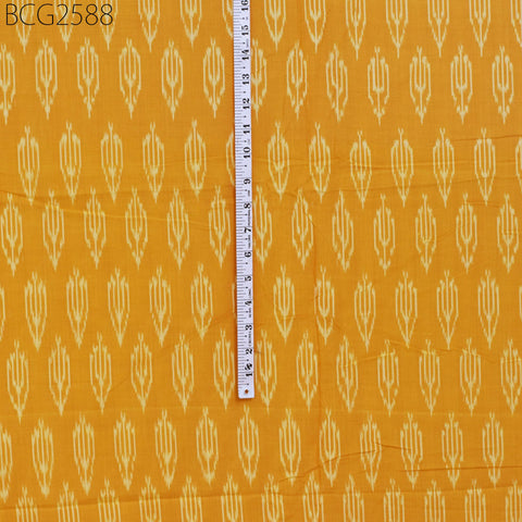 Yellow Ikat Cotton Fabric by yard Homespun Indian Handloom Quilting Sewing Crafting Women Kids Summer Dresses Cushions Home Decor Draperies
