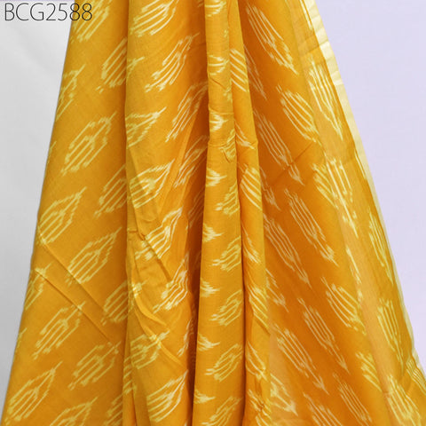 Yellow Ikat Cotton Fabric by yard Homespun Indian Handloom Quilting Sewing Crafting Women Kids Summer Dresses Cushions Home Decor Draperies