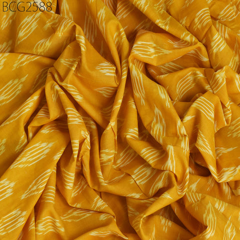 Yellow Ikat Cotton Fabric by yard Homespun Indian Handloom Quilting Sewing Crafting Women Kids Summer Dresses Cushions Home Decor Draperies