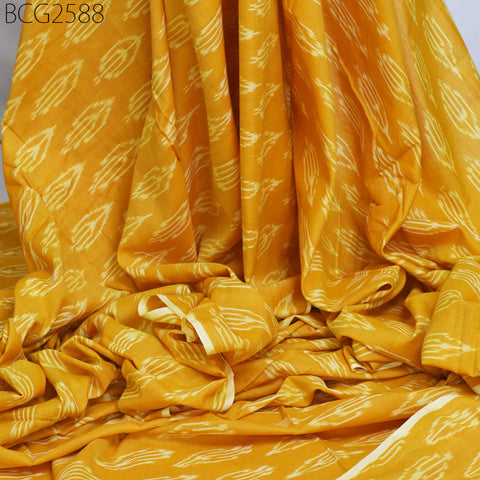 Yellow Ikat Cotton Fabric by yard Homespun Indian Handloom Quilting Sewing Crafting Women Kids Summer Dresses Cushions Home Decor Draperies