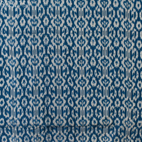 Blue Indian Ikat Cotton Fabric by the yard 2/60 Handwoven Kids Summer Dresses Handloom Home Decor Quilting Crafting Sewing Drapery Curtains