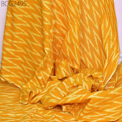 Marigold Yellow Ikat Cotton Fabric by yard Indian Homespun Handwoven Cushions Crafting Summer Women Pajamas Shorts Sewing Kitchen Curtain