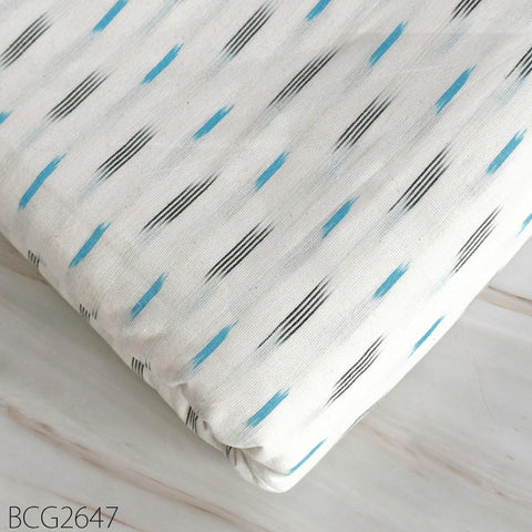 Blue Indian Handloom Ikat Cotton Fabric by Yard: Soft, Medium Weight, Quilting & Sewing