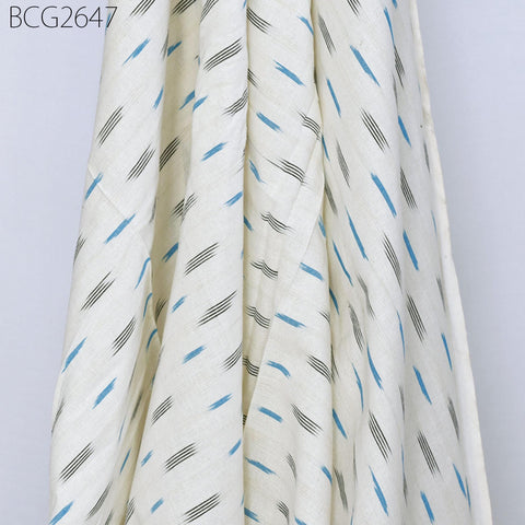 Blue Indian Handloom Ikat Cotton Fabric by Yard: Soft, Medium Weight, Quilting & Sewing