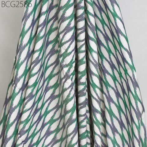 Green Indian Ikat Cotton Fabric by yard Homespun Handwoven Cushion Covers Crafting Summer Women Pajamas Kids Shorts Sewing Kitchen Curtains