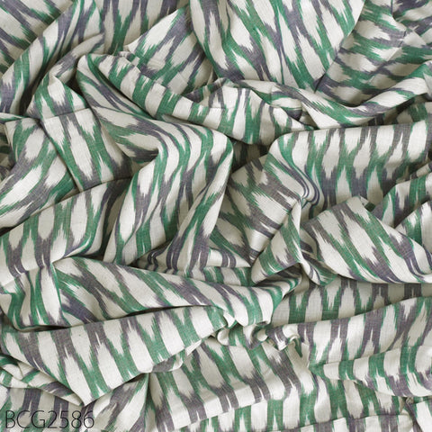 Green Indian Ikat Cotton Fabric by yard Homespun Handwoven Cushion Covers Crafting Summer Women Pajamas Kids Shorts Sewing Kitchen Curtains