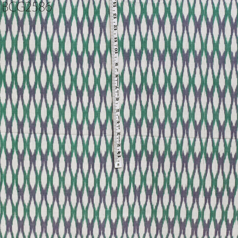 Green Indian Ikat Cotton Fabric by yard Homespun Handwoven Cushion Covers Crafting Summer Women Pajamas Kids Shorts Sewing Kitchen Curtains