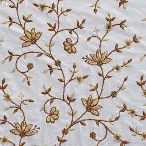 Embroidered Cotton Fabric by the Yard Indian Embroidery Sewing DIY Crafting Summer Women Kids Dresses Costumes Doll Bag Home Decor Curtain
