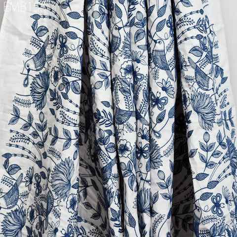 Ivory Embroidered Cotton Fabric by Yard Indian Embroidery Sewing DIY Crafting Women's Summer Dresses