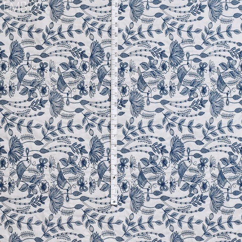 Ivory Embroidered Cotton Fabric by Yard Indian Embroidery Sewing DIY Crafting Women Summer Dresses Costumes Tote Bag Home Decor Curtains