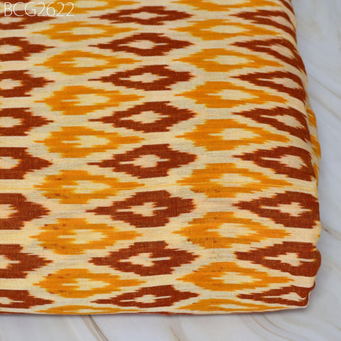Yellow Indian Ikat Cotton fabric Sold By Yard Handwoven Yarn Dyed Kids Summer Dress Handloom Home Furnishing Cushion Curtain Pillows Apparel