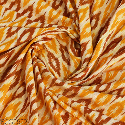 Yellow Indian Ikat Cotton fabric Sold By Yard Handwoven Yarn Dyed Kids Summer Dress Handloom Home Furnishing Cushion Curtain Pillows Apparel