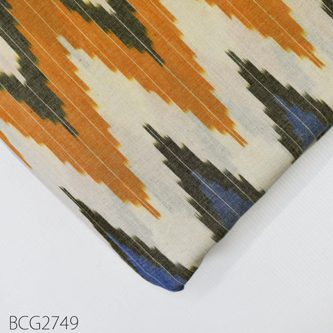 Handloom Indian Ikat Cotton Fabric: Yarn-Dyed, Soft Medium-Weight (Sold by Yard)