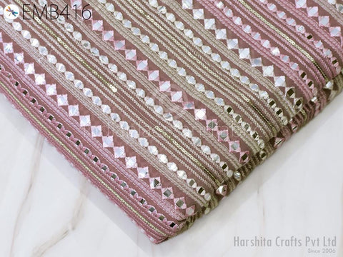 Mauve Indian Embroidered Fabric by the Yard Georgette Embroidery Sewing Curtain DIY Crafting Summer Women Dress Material Drapery Home Decor