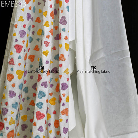 Embroidered Cotton Fabric by the Yard Indian Embroidery Sewing DIY Crafting Summer Women Kids Dresses Costumes Doll Bag Home Decor Curtain