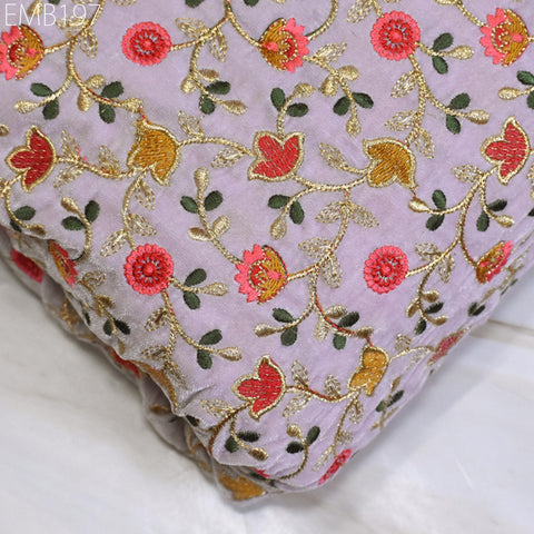 Pink Indian Embroidered Velvet Fabric by the yard Sewing DIY Crafting Wedding Dress Fabric Costumes Dolls Bags Cushion Covers Table Runners