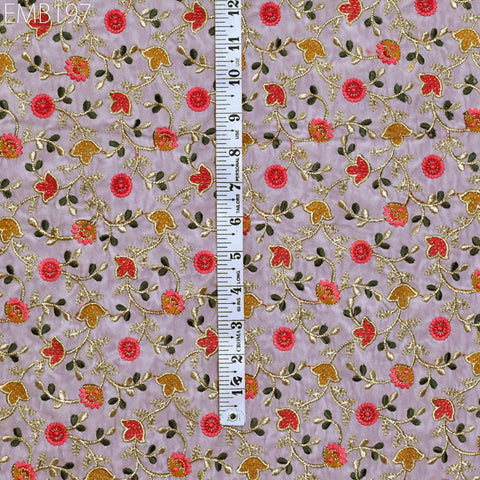 Pink Indian Embroidered Velvet Fabric by the yard Sewing DIY Crafting Wedding Dress Fabric Costumes Dolls Bags Cushion Covers Table Runners