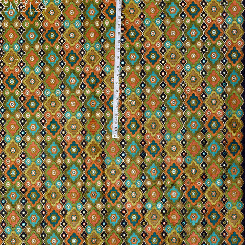 Indian Embroidered Cotton Fabric by the Yard Embroidery Wedding Dress Party Costumes Dolls Bags Cushions Table Runner Sewing DIY Crafting
