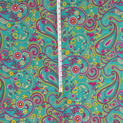 Indian Paisley Embroidery Fabric by the Yard Embroidered Georgette Sewing Curtain Crafting Summer Women Dress Material Drapery Home Decor