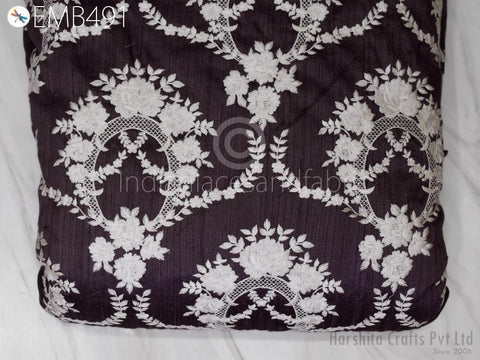 Mauve Embroidery by the yard Fabric Sewing DIY Crafting Embroidered Indian Wedding Dress Fabric Bridal Costumes Cushion Covers Table Runners