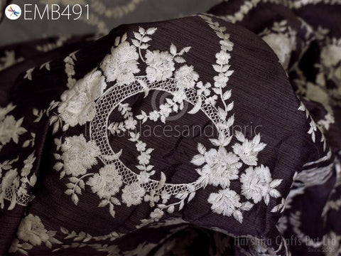 Mauve Embroidery by the yard Fabric Sewing DIY Crafting Embroidered Indian Wedding Dress Fabric Bridal Costumes Cushion Covers Table Runners
