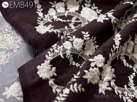 Mauve Embroidery by the yard Fabric Sewing DIY Crafting Embroidered Indian Wedding Dress Fabric Bridal Costumes Cushion Covers Table Runners