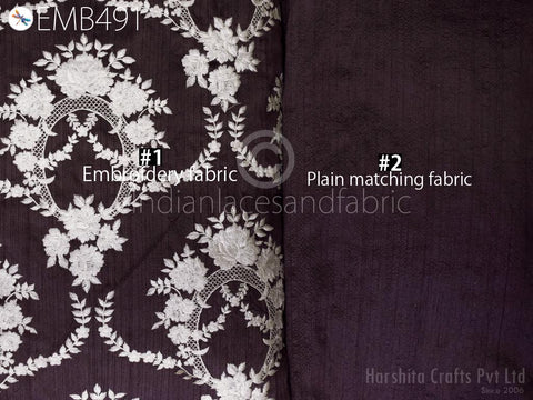 Mauve Embroidery by the yard Fabric Sewing DIY Crafting Embroidered Indian Wedding Dress Fabric Bridal Costumes Cushion Covers Table Runners